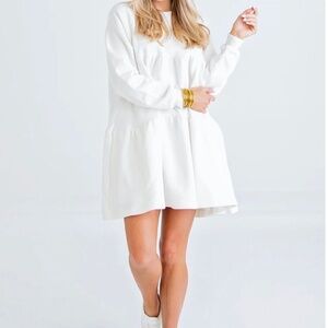 Karlie White Sweatshirt Dress Long Sleeve NWOT